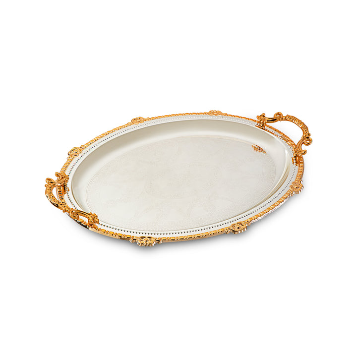 Almarjan 3 Pieces Serving Tray Set Silver & Gold - HT220934