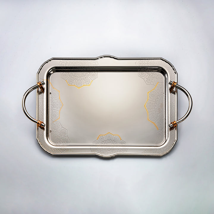 Almarjan 3 Pieces Serving Tray Set Nickel & Gold - HT2305008