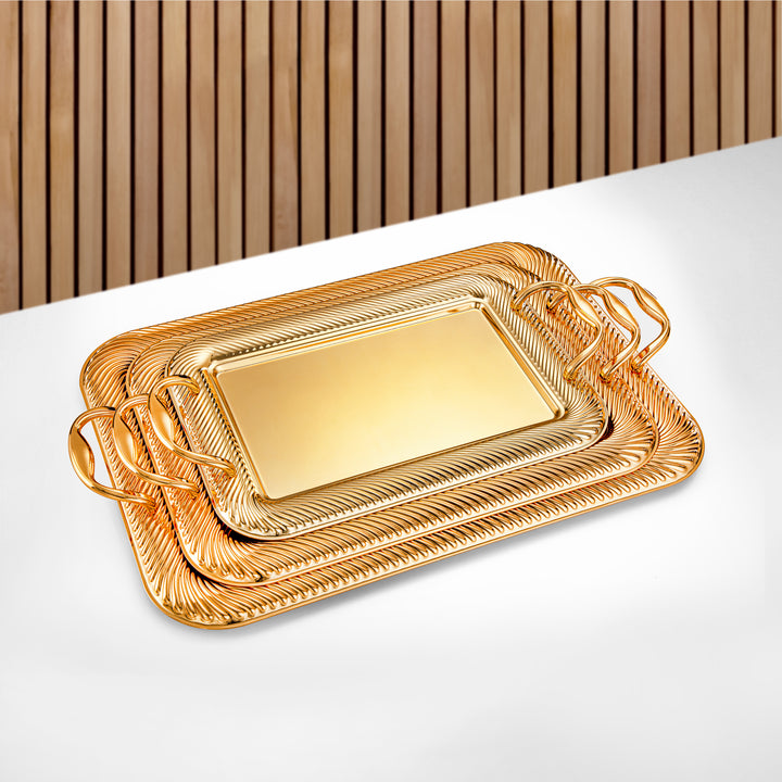 Almarjan 3 Pieces Serving Tray Set Gold - HT2308007