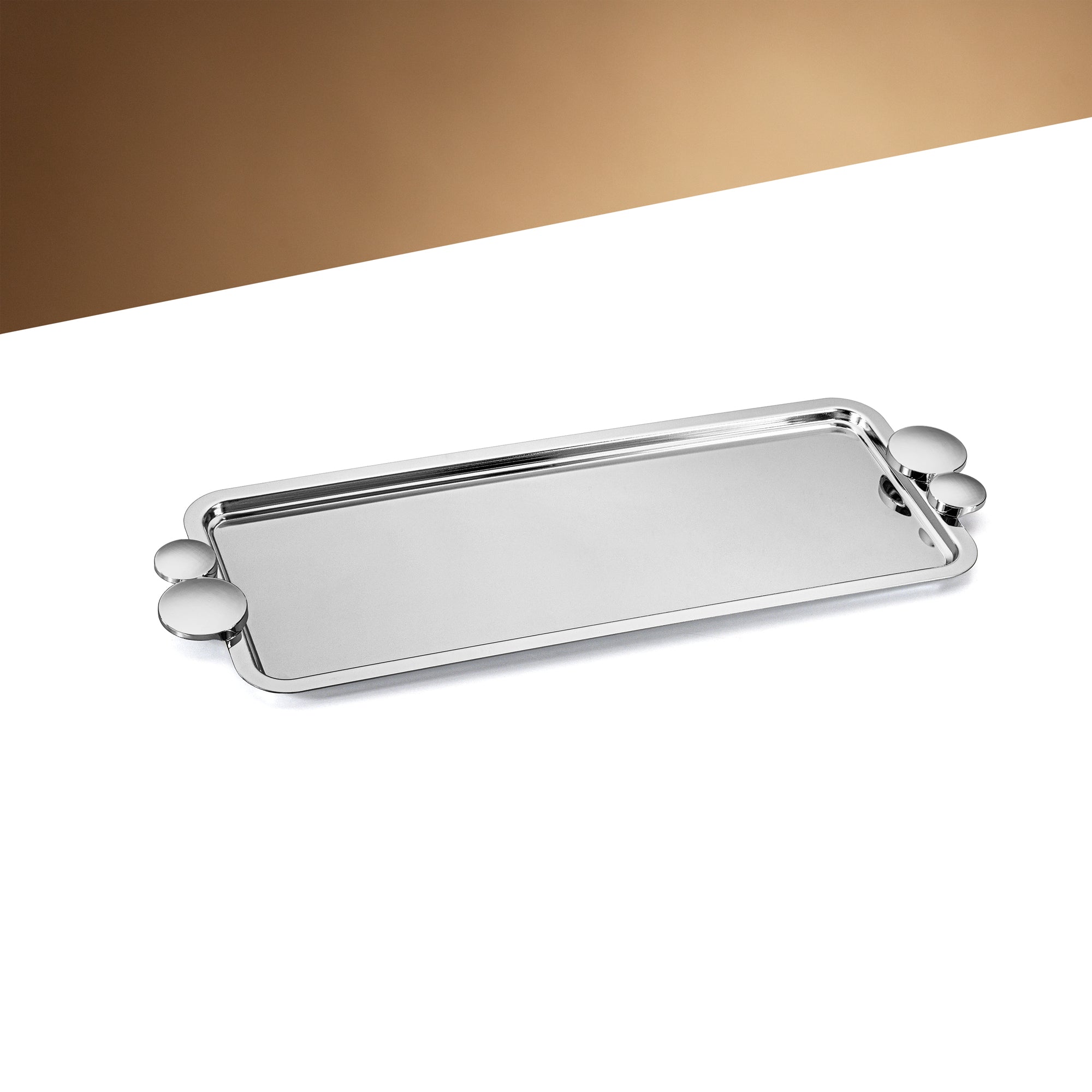 صينية تقديم المرجان 45 سم فضي لامع - HT2506015