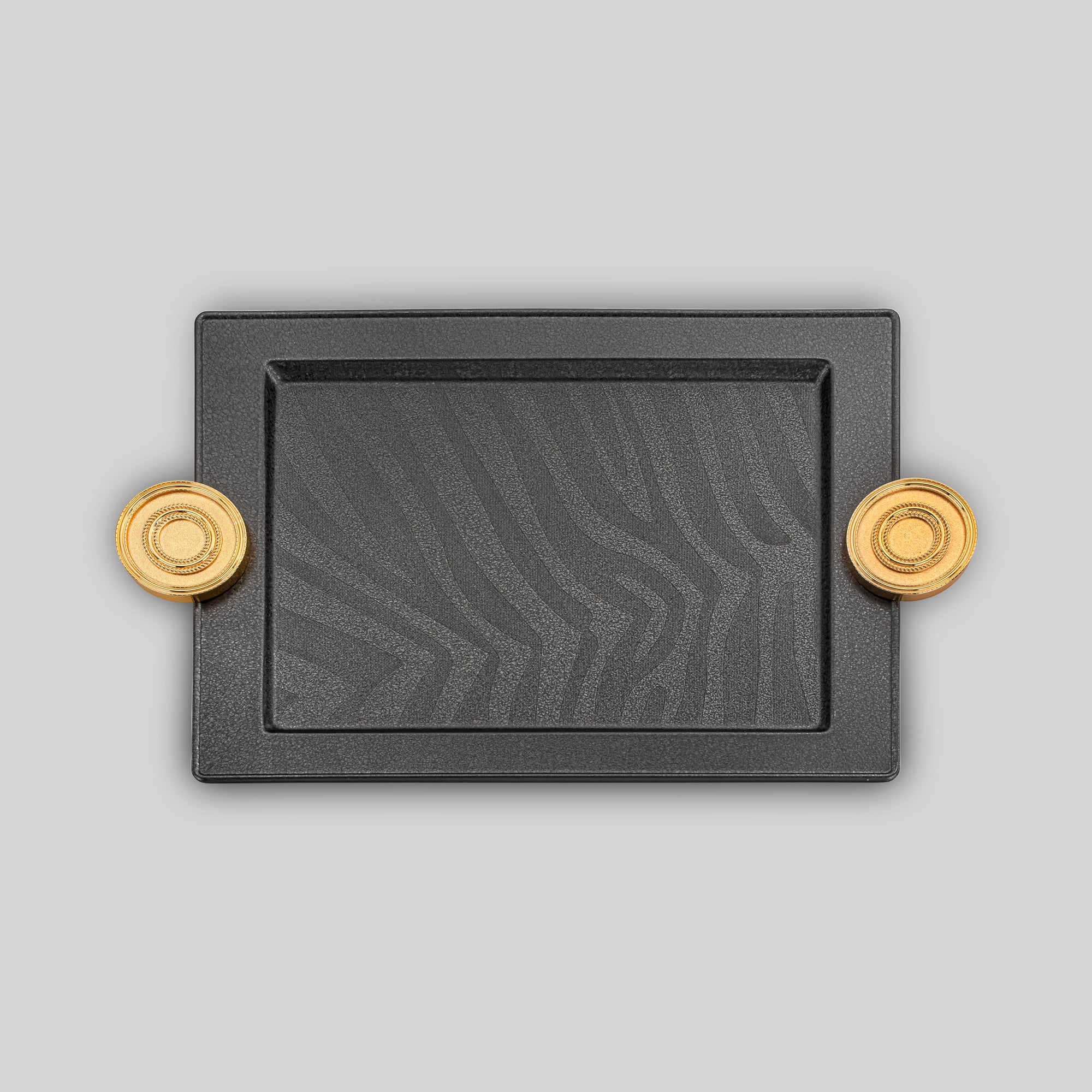 طقم صواني تقديم المرجان أسود وذهبي بتصميم متشقق (3 قطع)