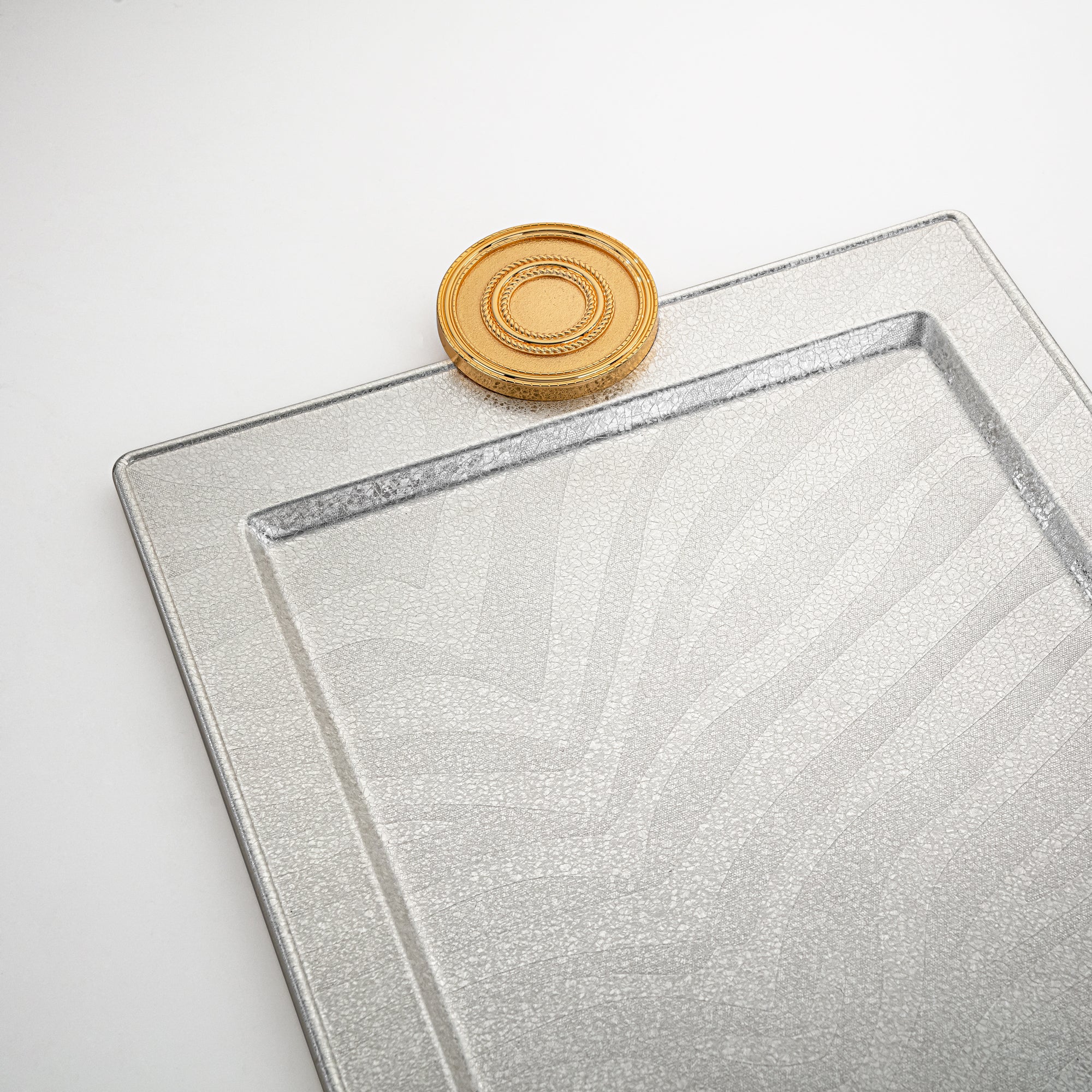 Almarjan Serving Tray Set Silver & Gold Crackle (3 Pieces)