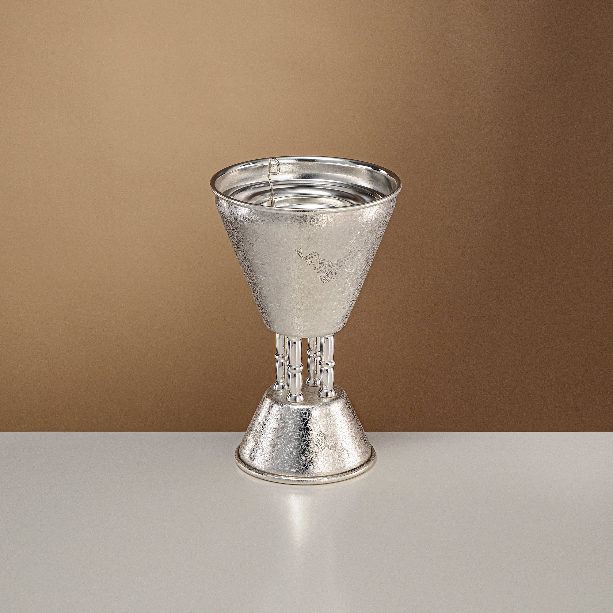 Almarjan Incense Burner Silver Crackle 21cm