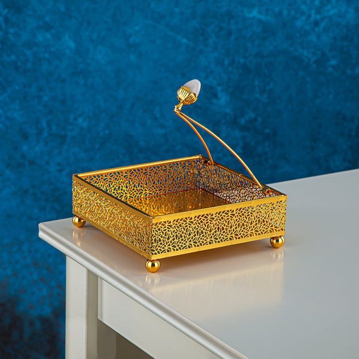 Almarjan Square Napkin Holder 17 CM Gold - KMT0414-G