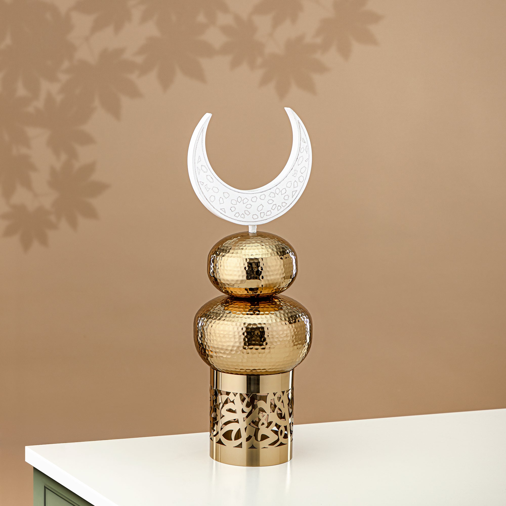 زينة طاولة المرجان ستانلس ستيل 45 سم ذهبية وبيضاء (MD-3037B) - زينة رمضان