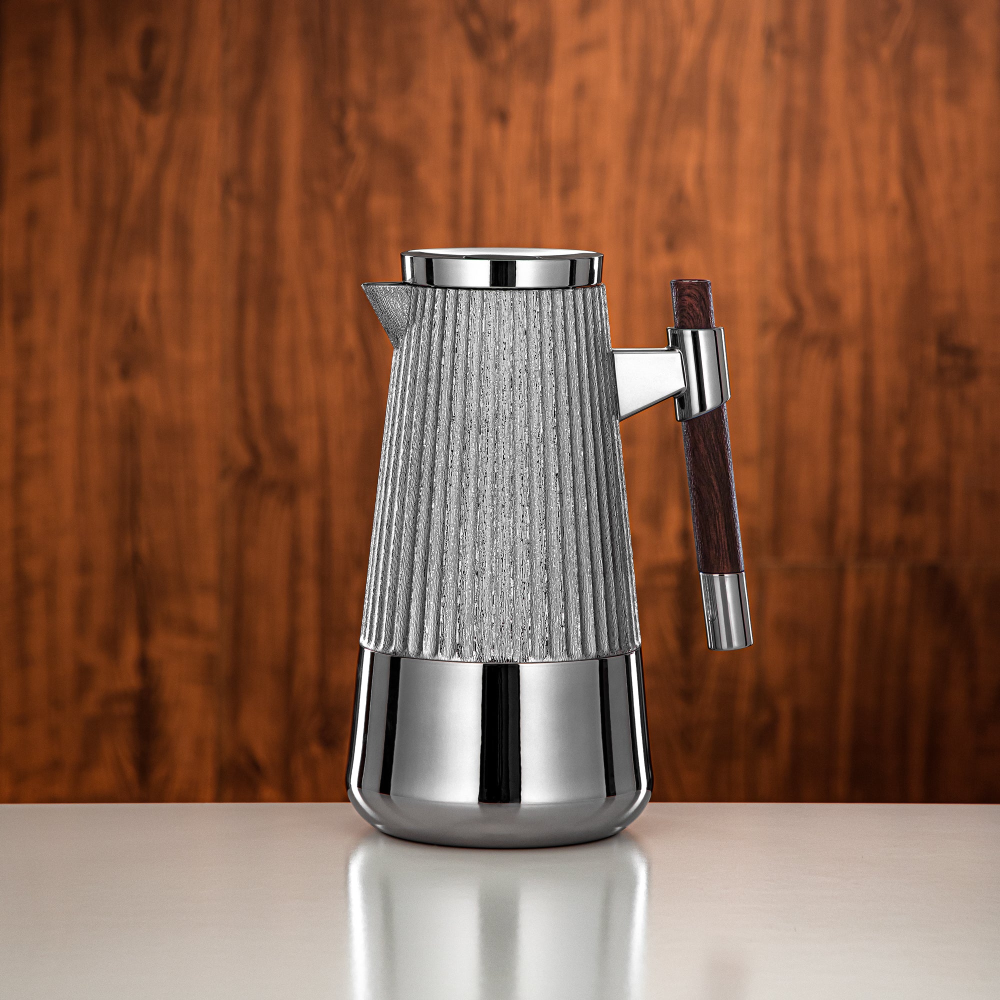 طقم ترامس المرجان 1 لتر + 1 لتر فضي وخشب داكن مطفي