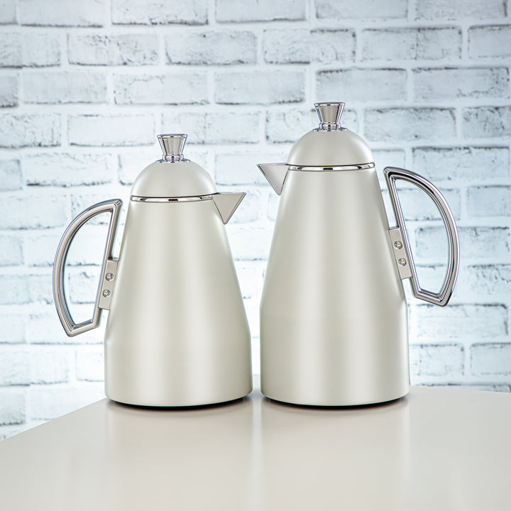 Almarjan 2 Pieces Vacuum Flask Set Ivory & Silver - QNC-0700/1000Q330YZC