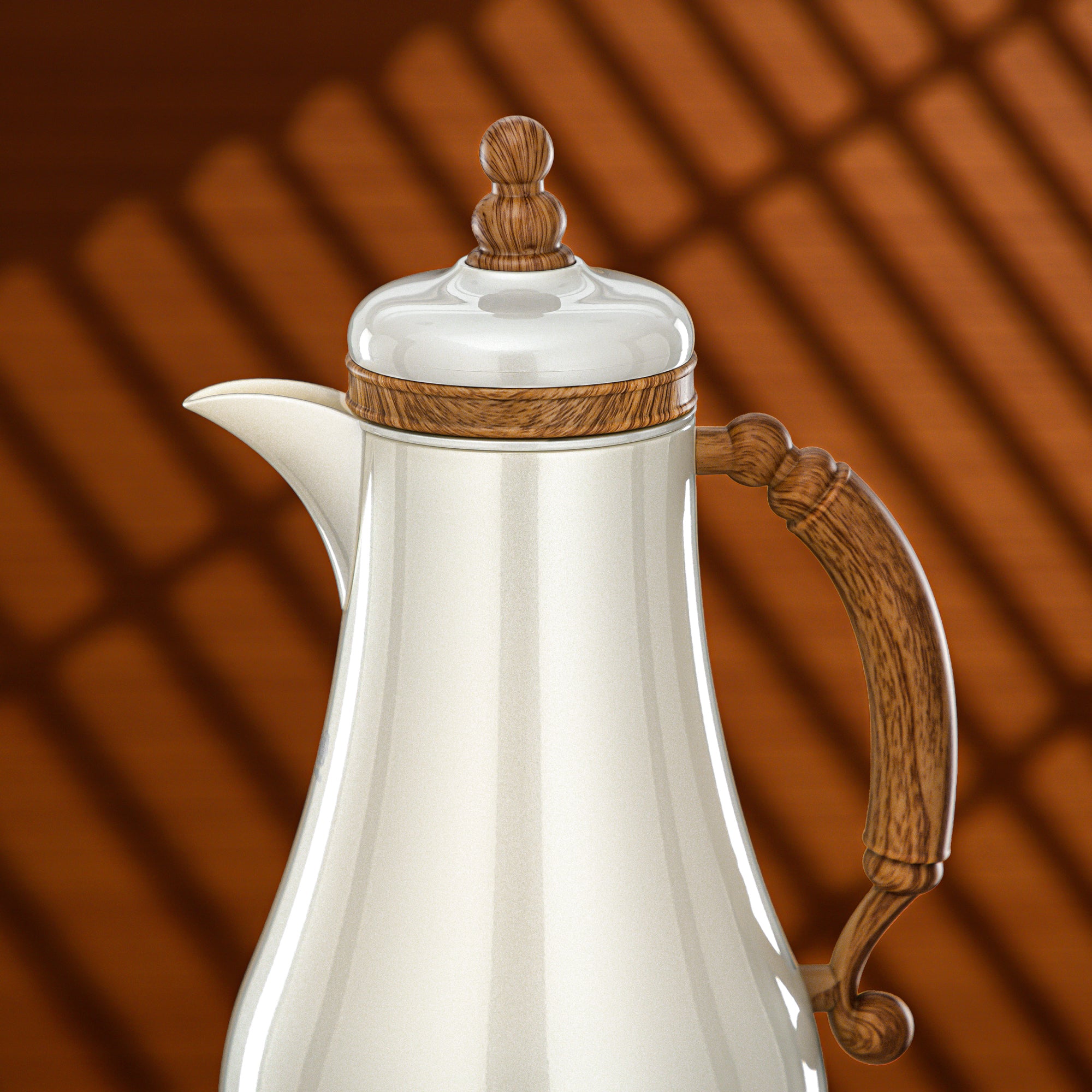 طقم ترامس المرجان 1 لتر + 1 لتر أبيض لؤلؤي وخشب فاتح