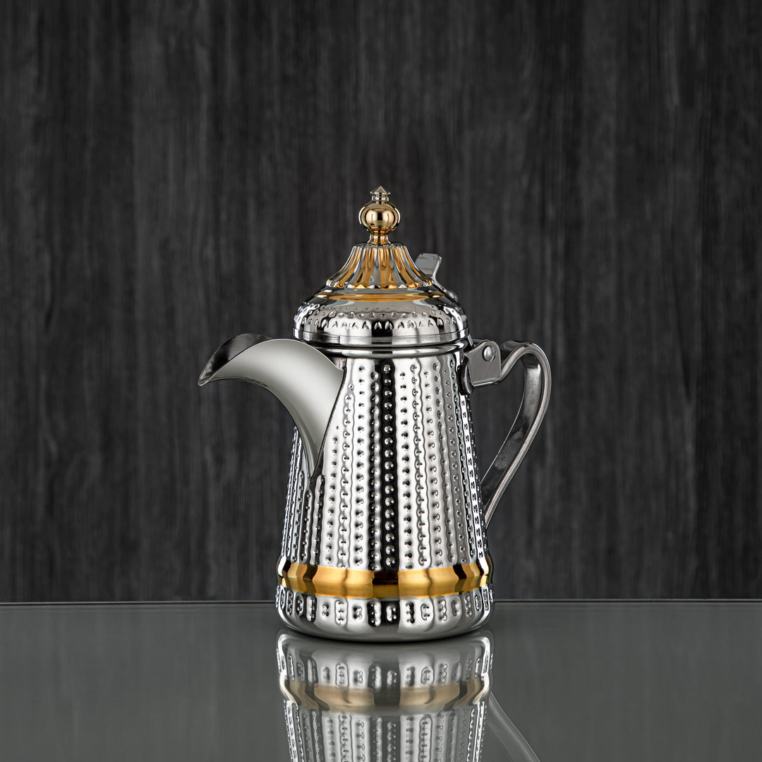 Almarjan 26 Ounce Barari Collection Stainless Steel Coffee Pot Silver & Gold - STS0013041