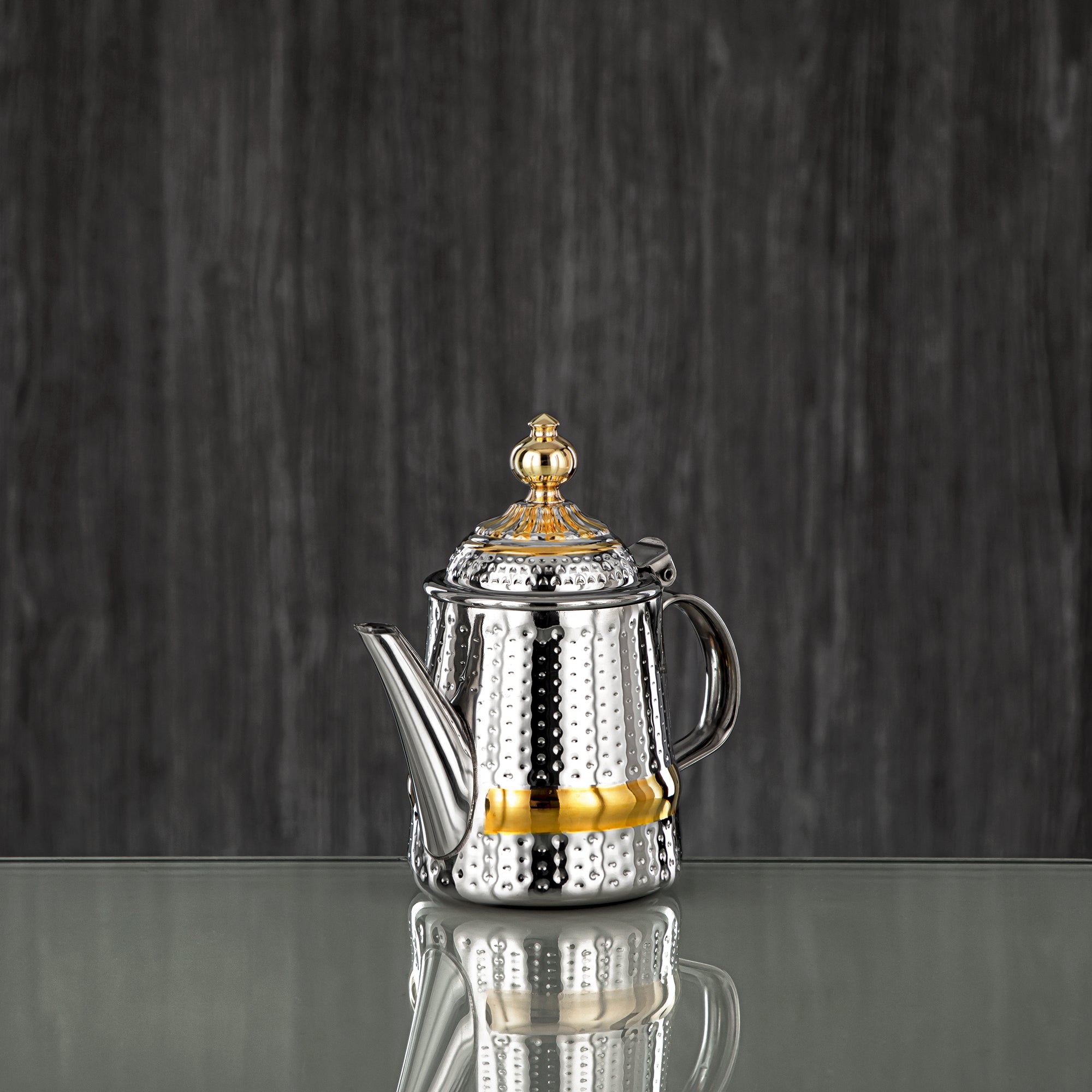 Almarjan 13 Ounce Barari Collection Stainless Steel Teapot Silver & Gold - STS0013054