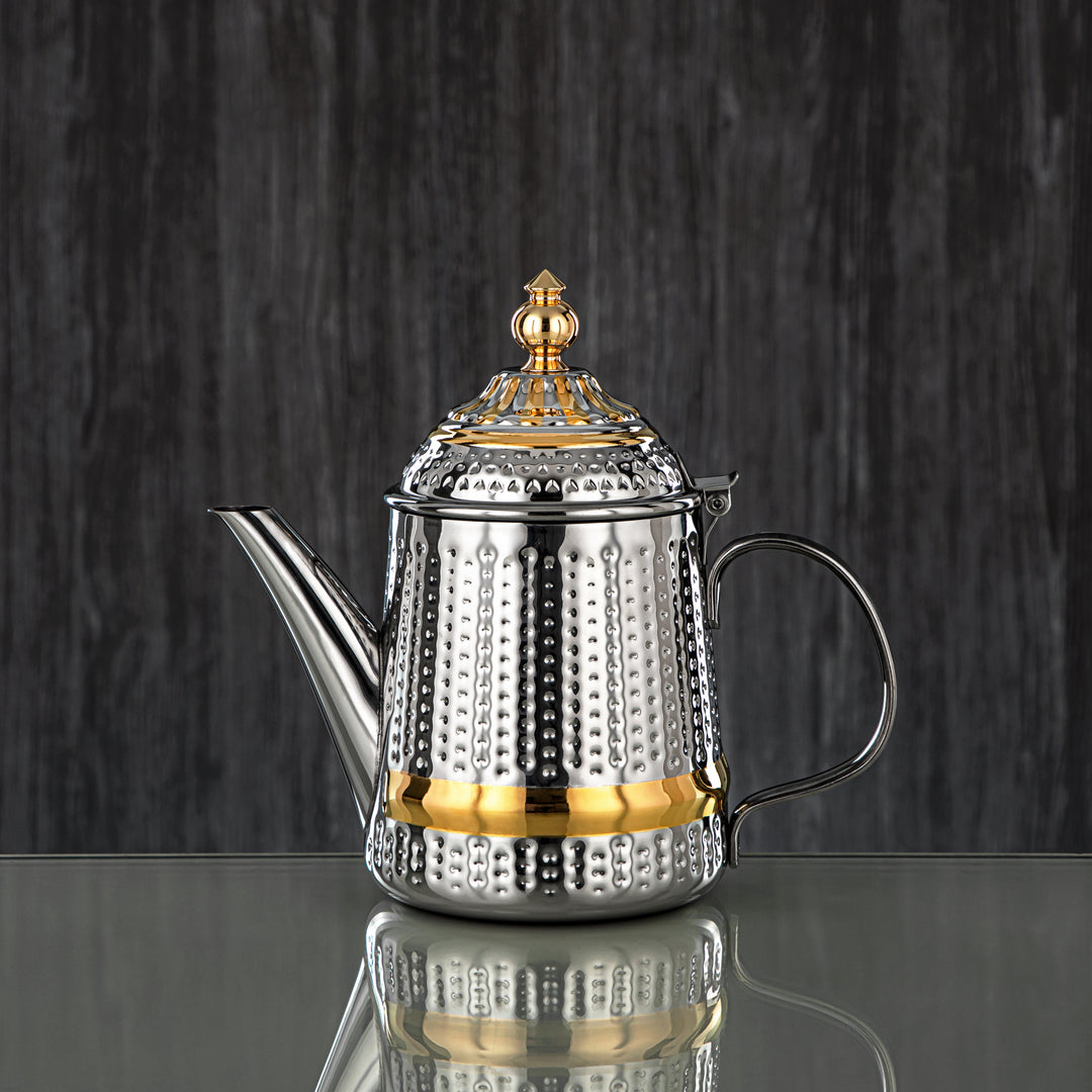 Almarjan 35 Ounce Barari Collection Stainless Steel Teapot Silver & Gold - STS0013057