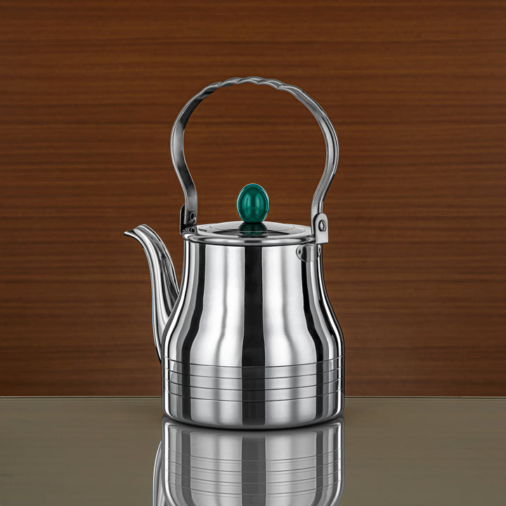 Almarjan 1.2 Liter Elegance Collection Stainless Steel Tea Kettle Silver & Green - STS0013143