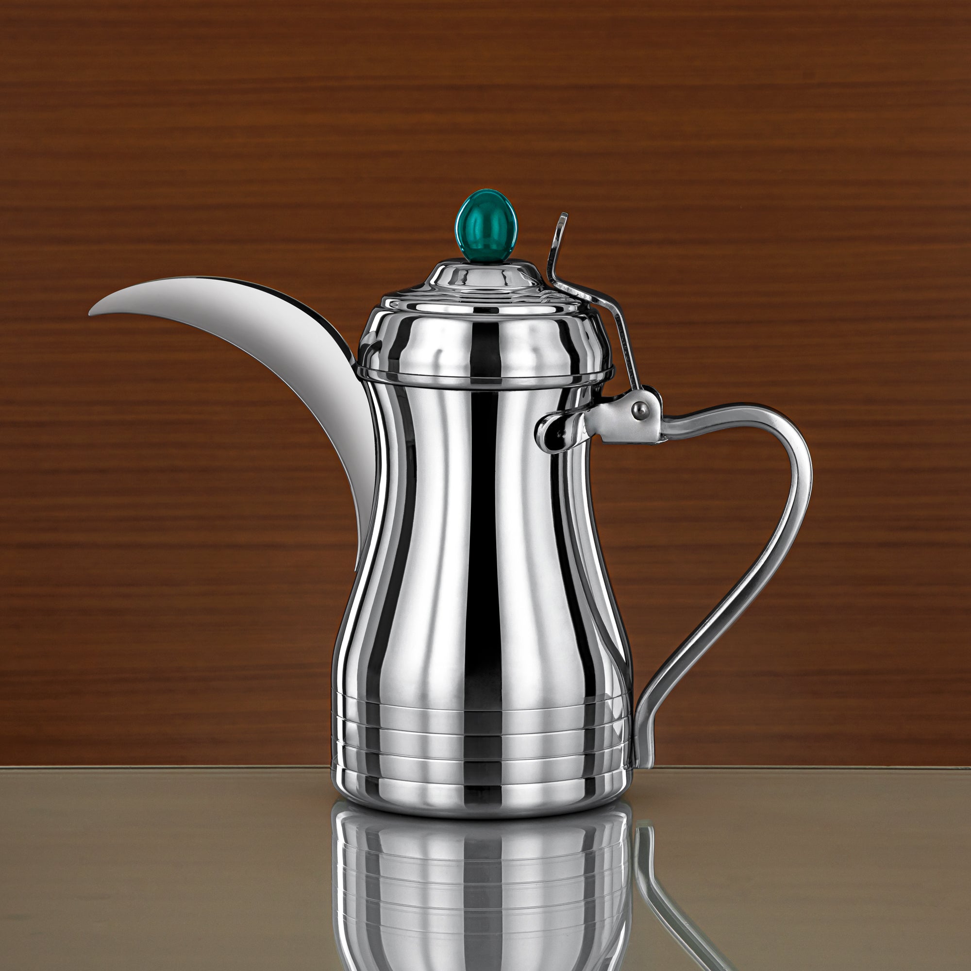 Almarjan 36 Ounce Elegance Collection Stainless Steel Coffee Pot Silver & Green - STS0013151