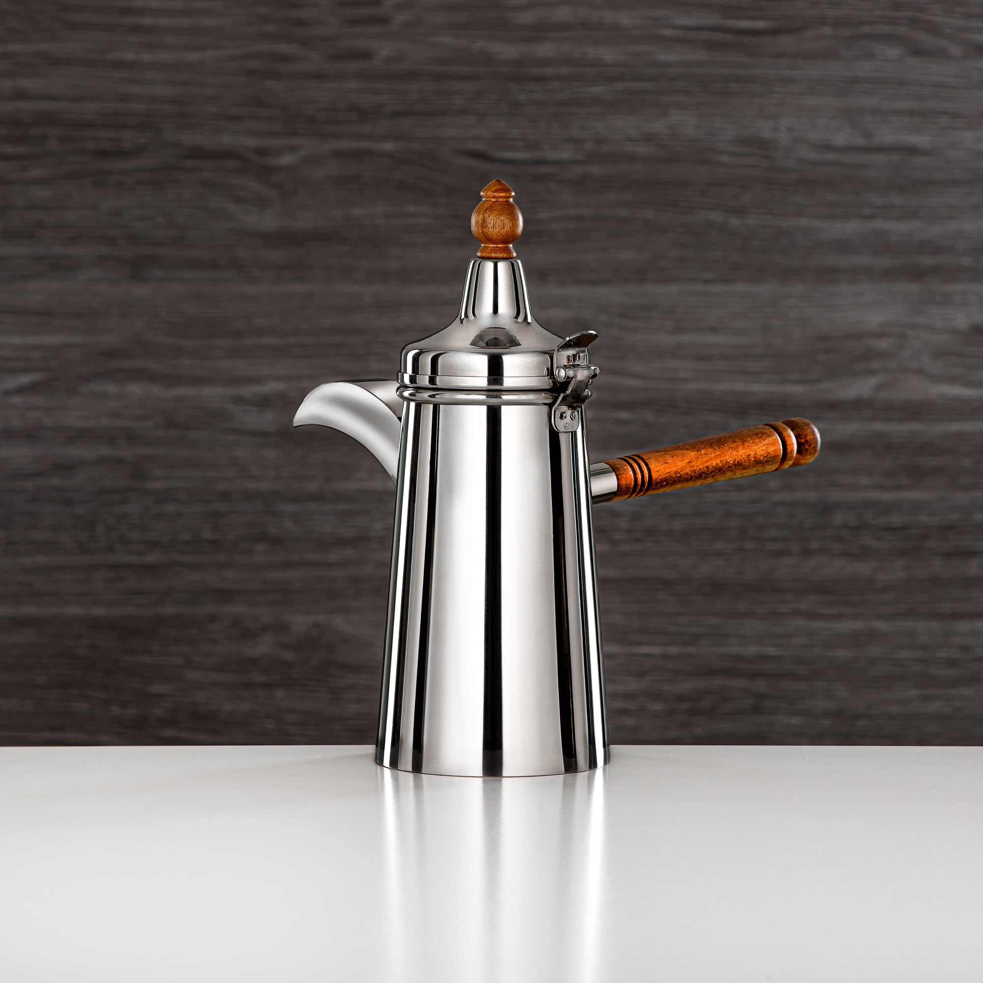 Almarjan Coffee Warmer Stainless Steel 24oz – Barari (Wooden Handle)
