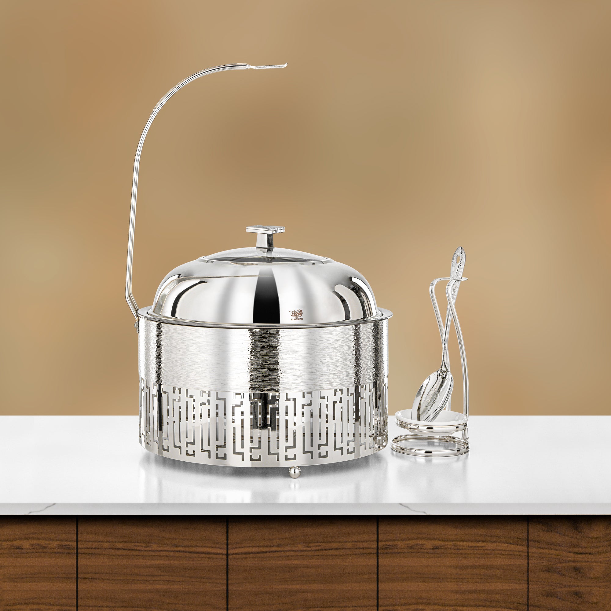 Almarjan 4 Lit Chafing Dish, Brushed Silver