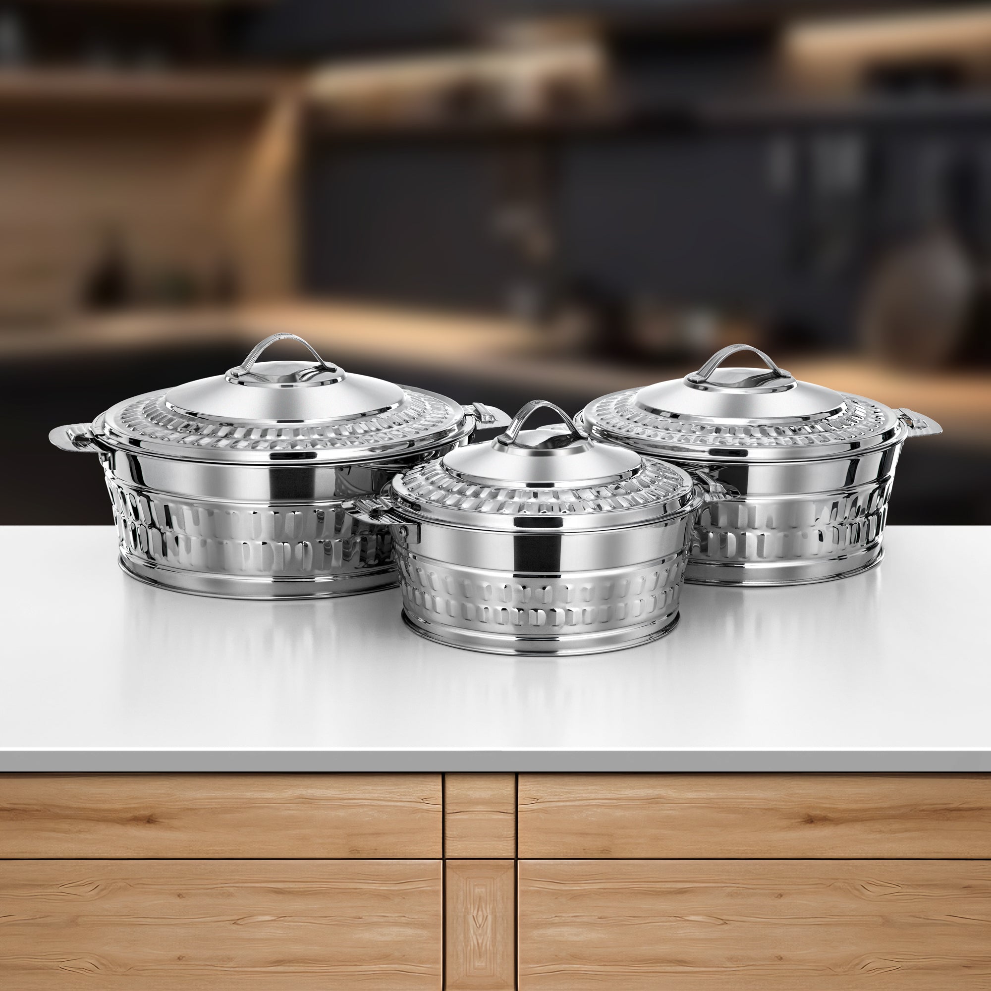 Almarjan Manara Hot Pot Set 3 Pieces Silver