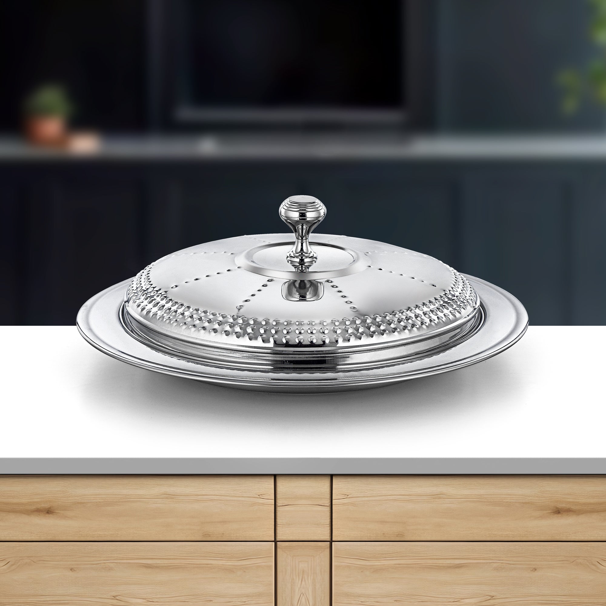 صينية المرجان مع غطاء 50 سم فضي