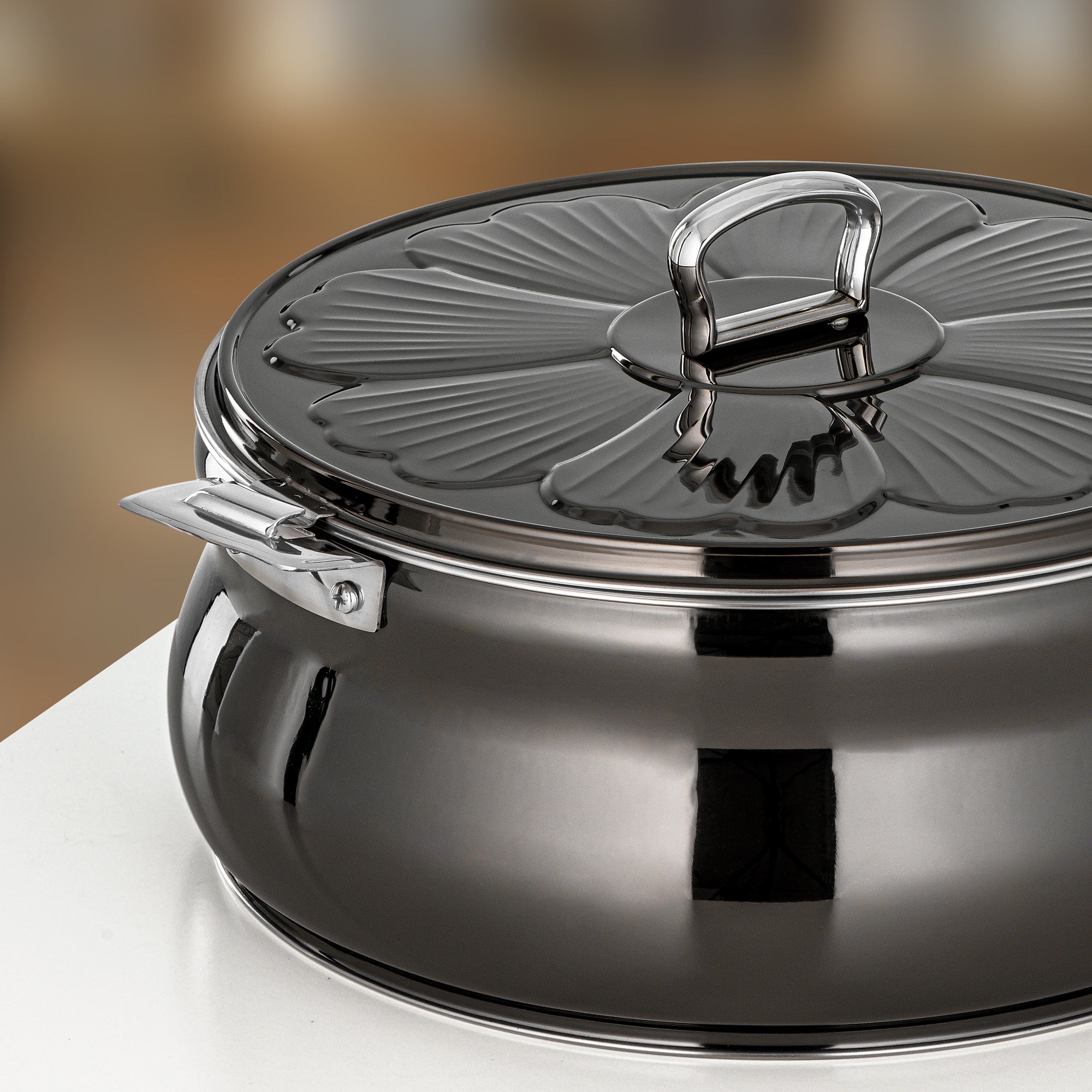 طقم حرارات المرجان زينة، ٣ قطع، أسود معدني وفضي