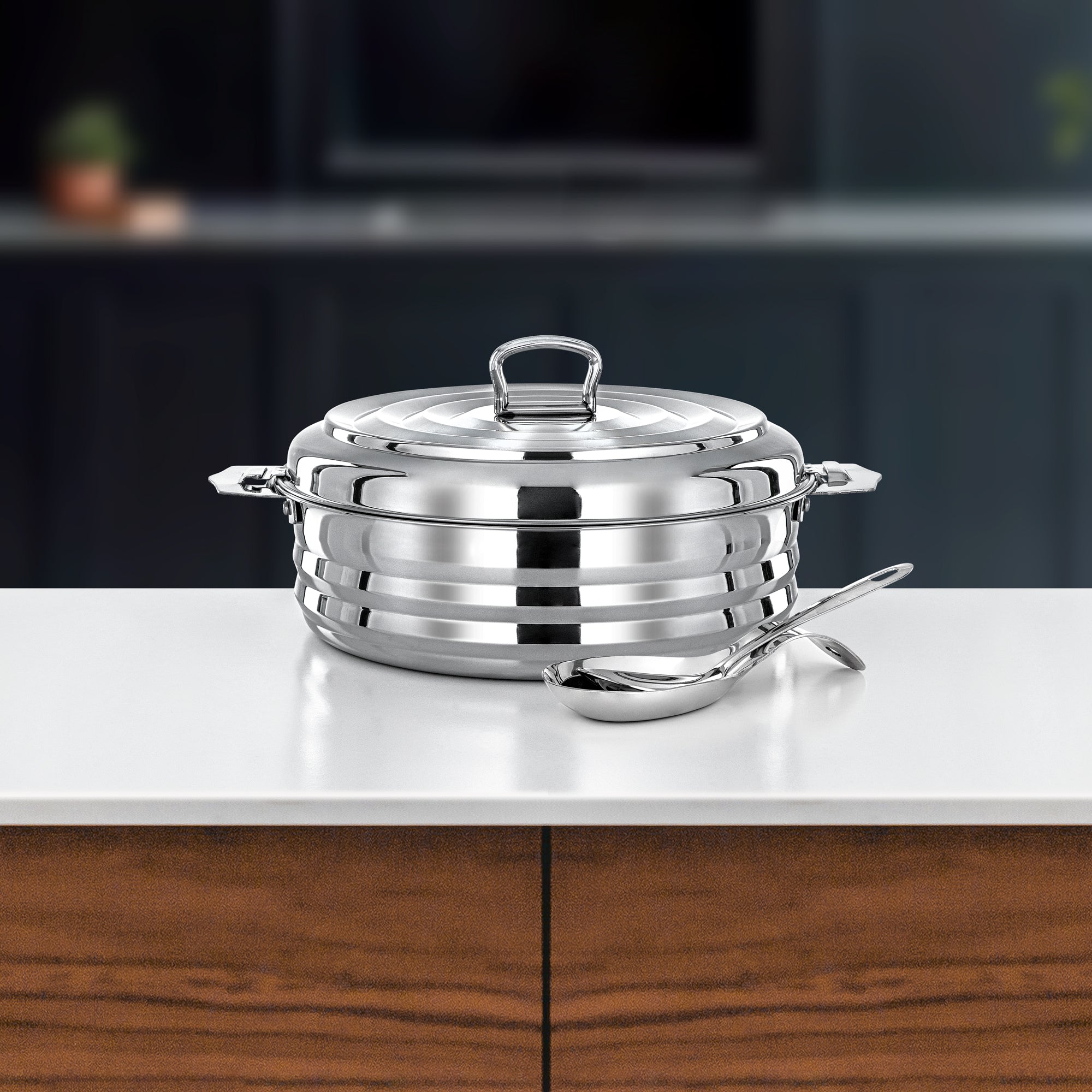 Almarjan Hanan Hot Pot 30 cm Silver With Spoon