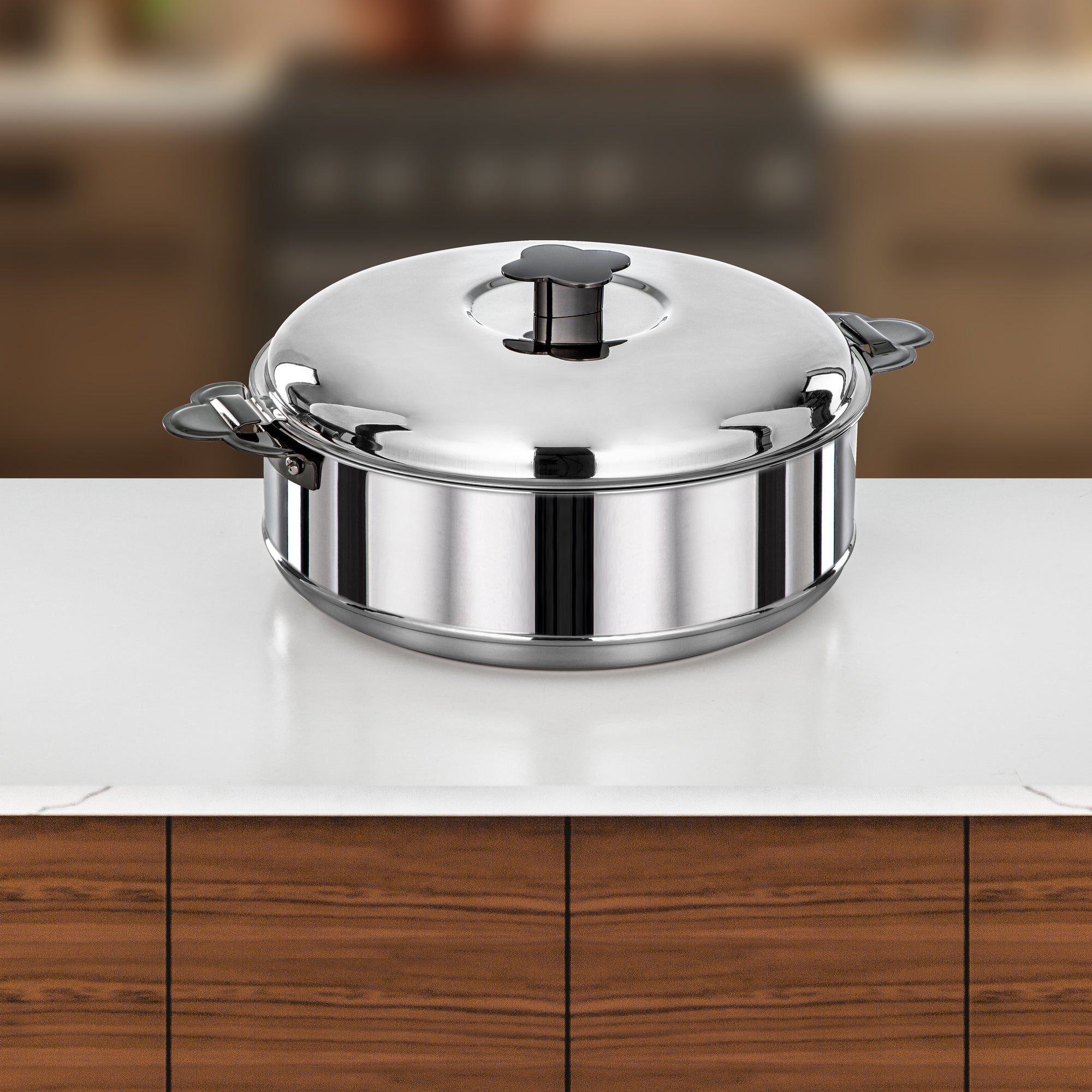 طقم حرارات المرجان فيدا، ٣ قطع بسعات ٢.٥ لتر، ٣.٥ لتر و٥ لتر، فضي وأسود معدني