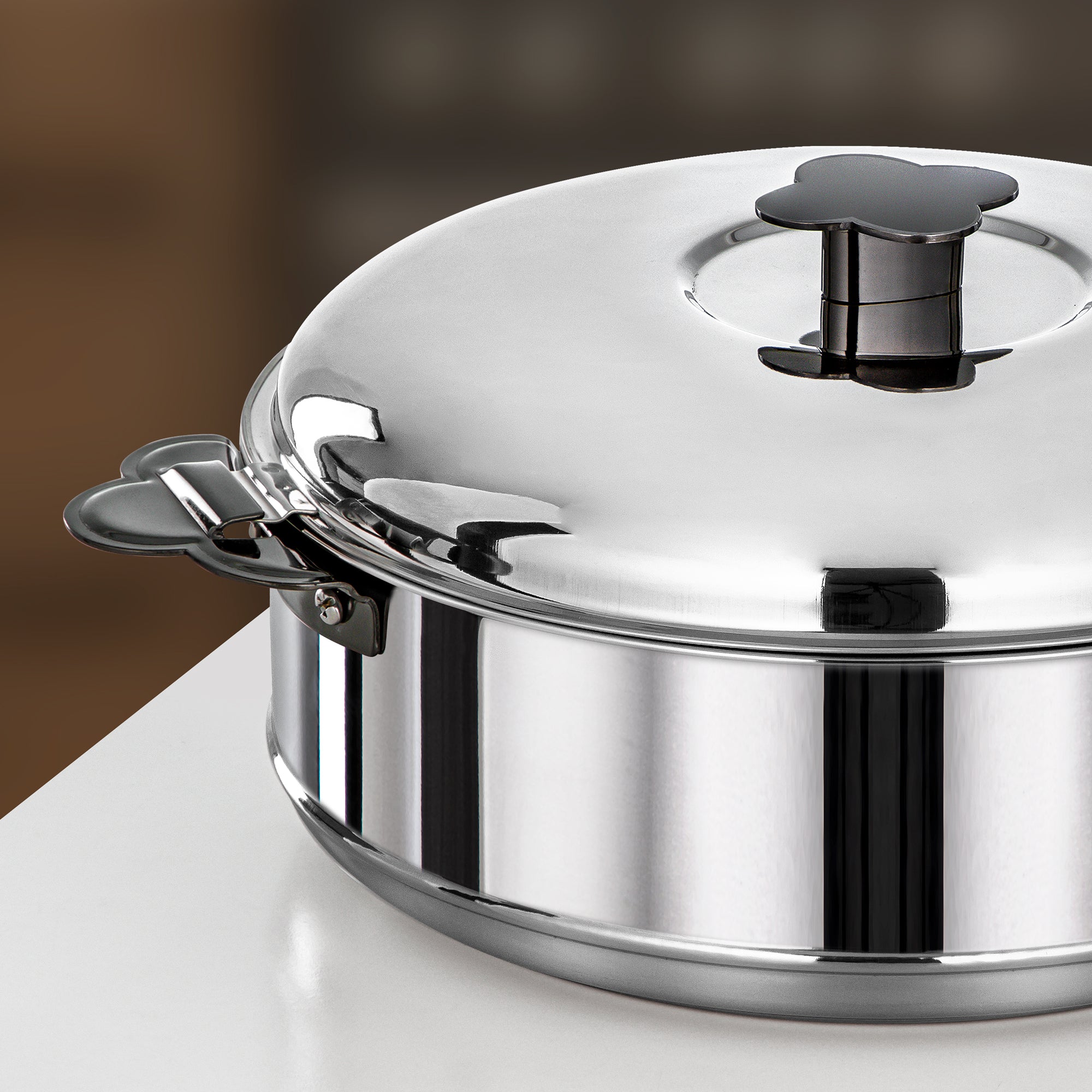 طقم حرارات المرجان فيدا، ٣ قطع، ٣.٥ لتر، ٥ لتر و٨ لتر، فضي وأسود غامق