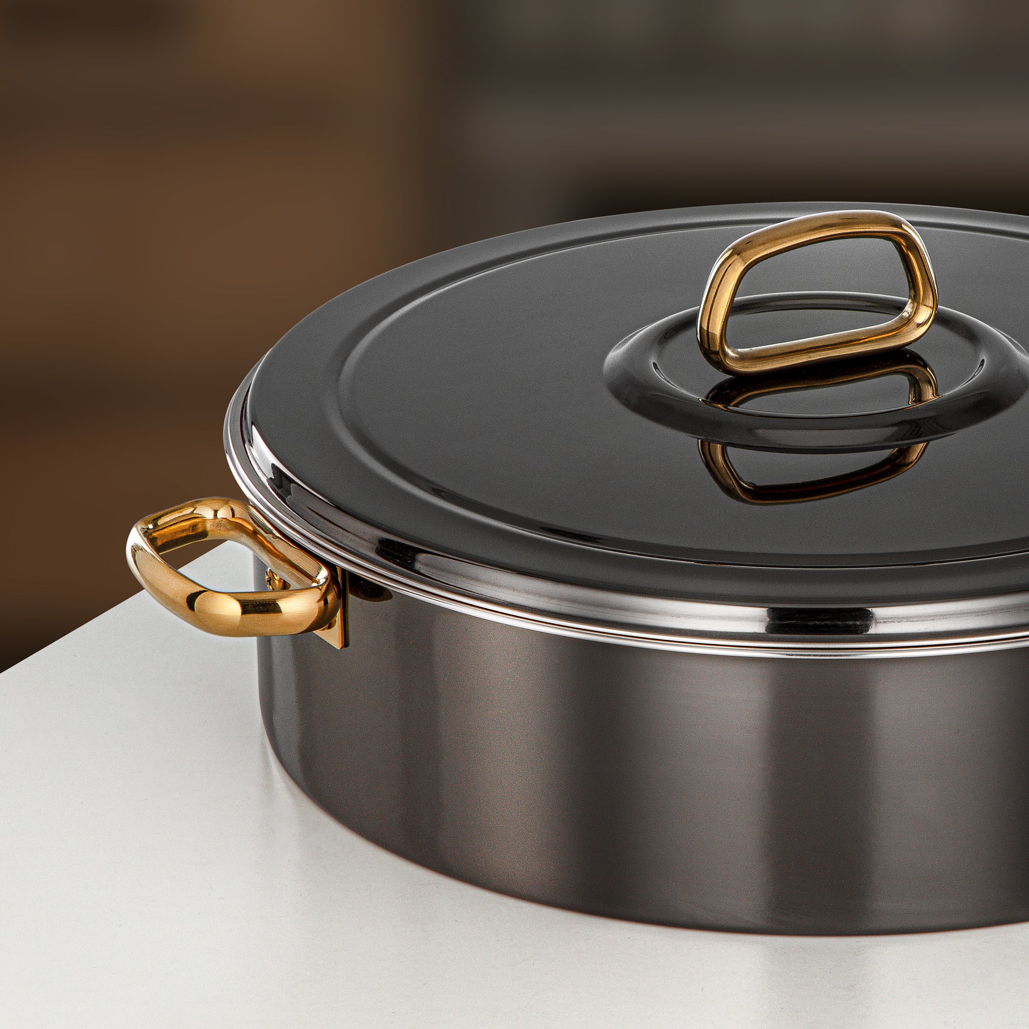 Almarjan Diana Hot Pot 35 cm Gun Black & Gold