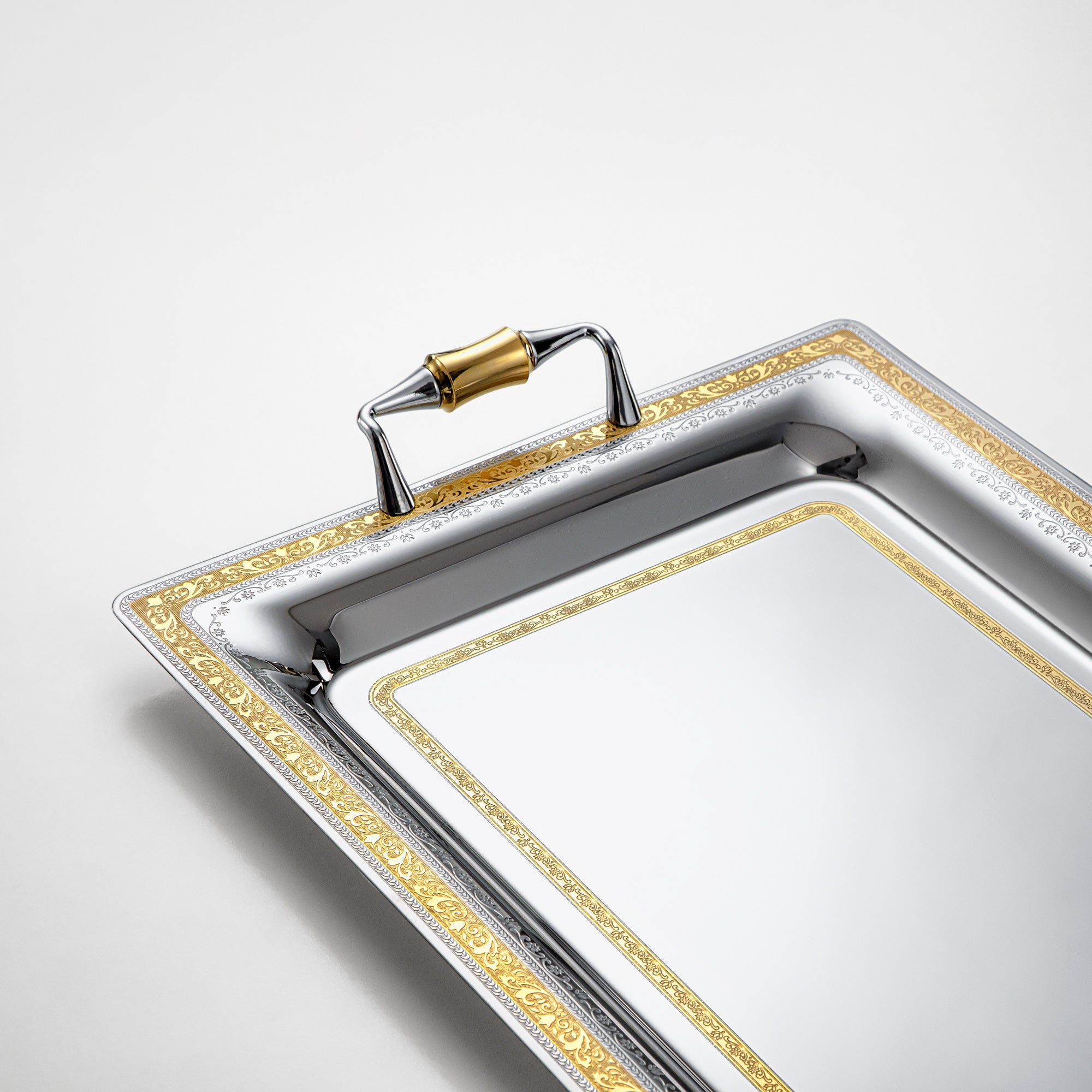 Almarjan Serving Tray 45cm Silver & Gold