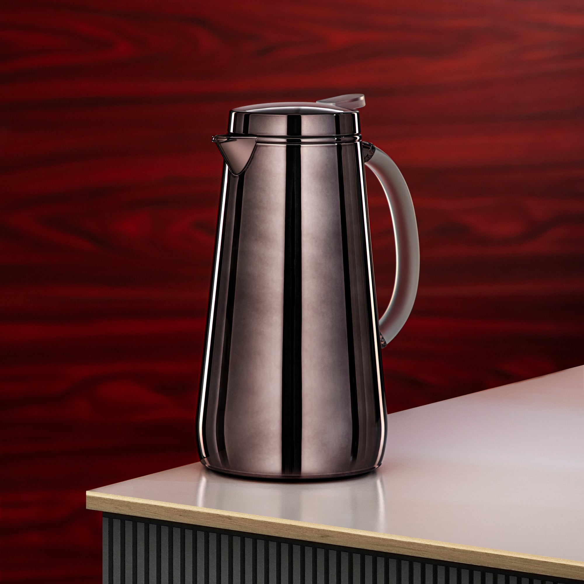 ترمس المرجان معدني 1 لتر أسود غامق بمقبض فروست (VOP-1000 E10Y15) – تقديم أنيق | رمضان و التجمعات