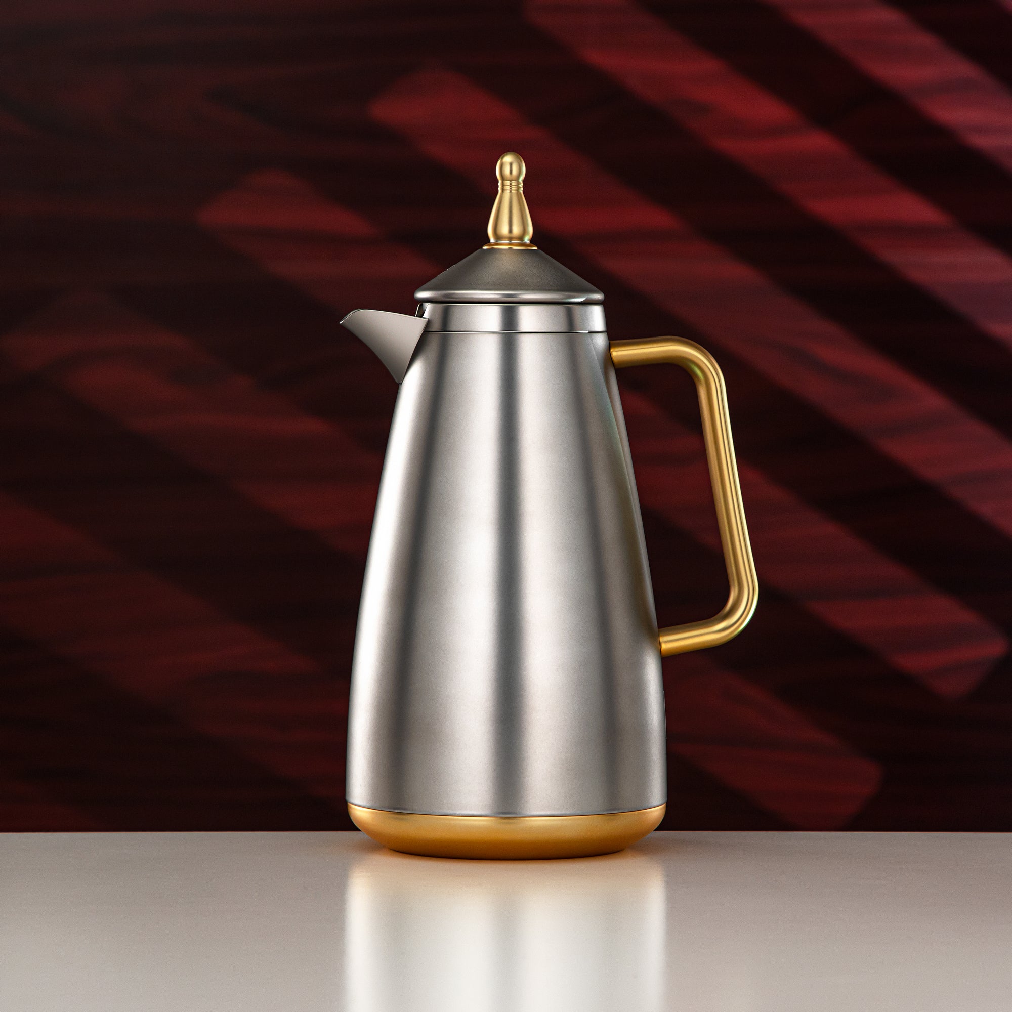 Almarjan Vacuum Flask Set 1L + 1L Matte Silver & Gold