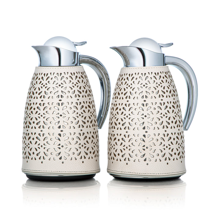 Almarjan 2 Pieces Vacuum Flask Set White & Silver - HLBF17-1