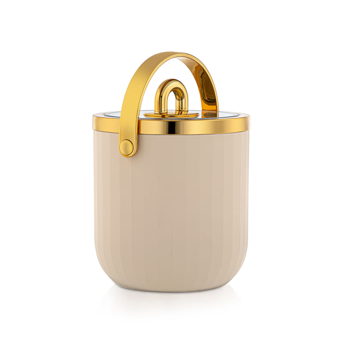 Forever Gold 1.5 Liter Plastic Ice Bucket Beige & Gold - PT003 BG/G