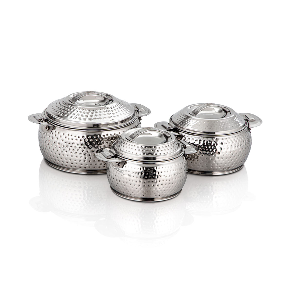 Almarjan 3 Pieces Noor Collection Mini Stainless Steel Hot Pot Silver H22M56