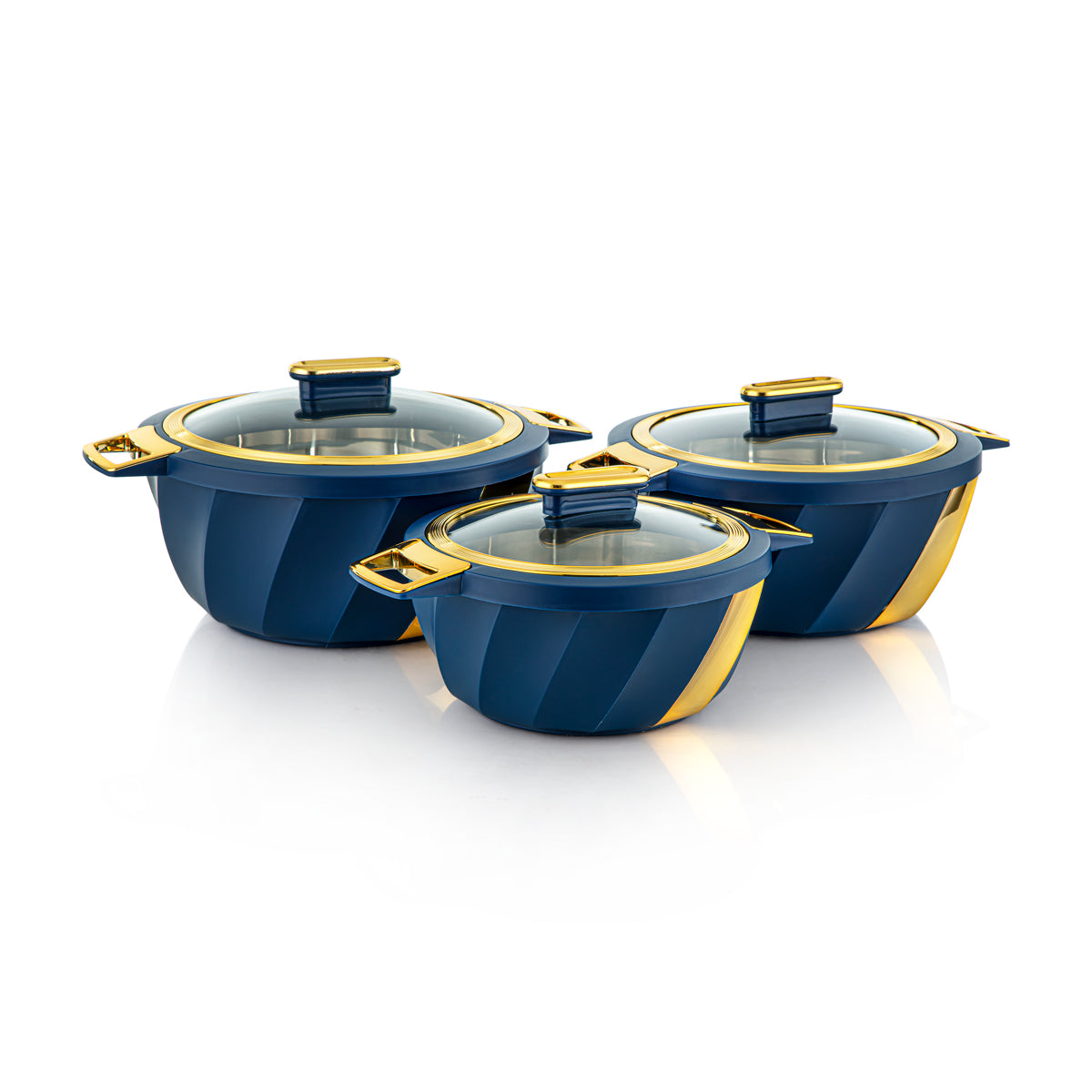 Almarjan 3 Piece Salwa Collection Plastic Hot Pot Blue & Gold - SW001G DB/G