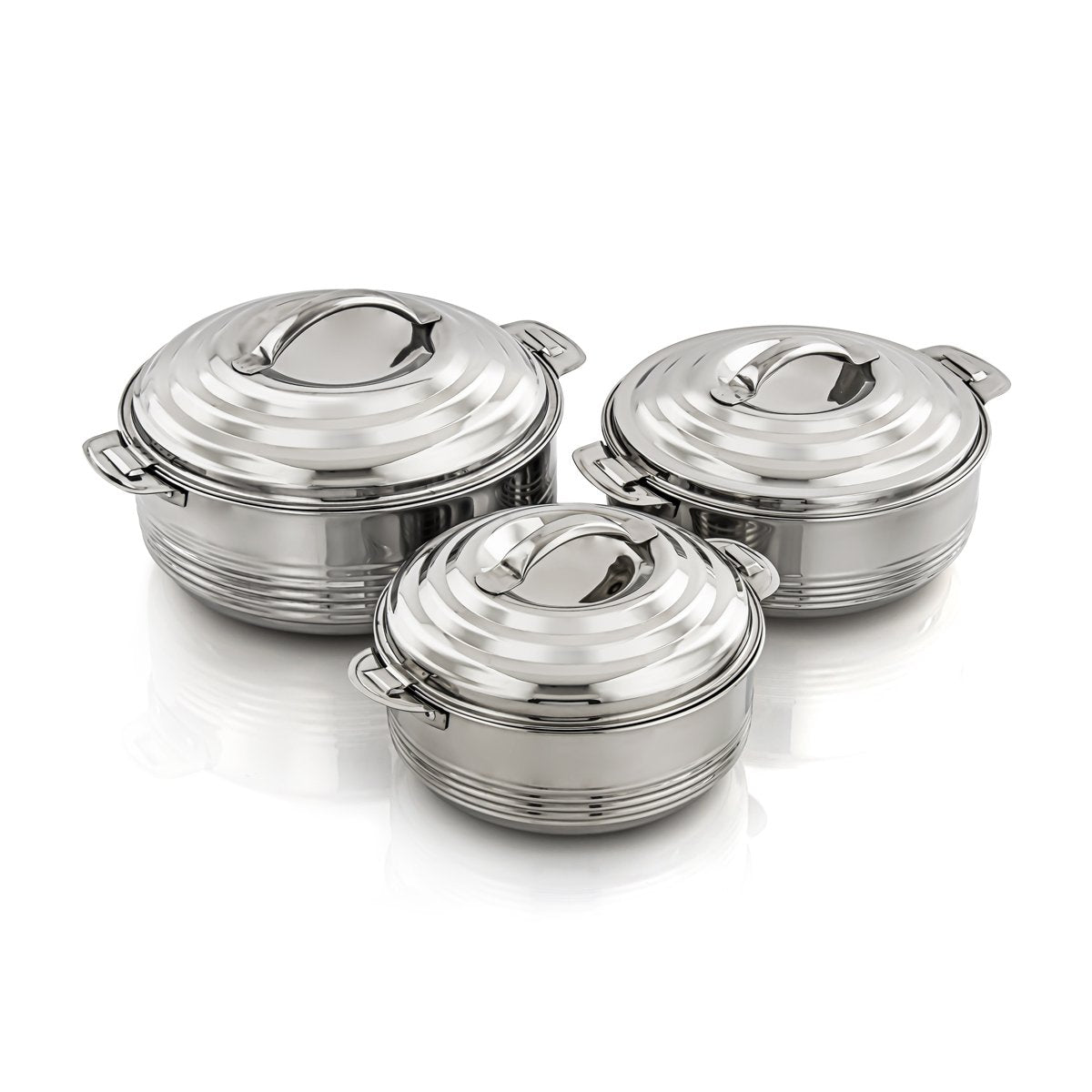 Almarjan 3 Pieces Casa Collection Stainless Steel Hot Pot Silver - STS0292503